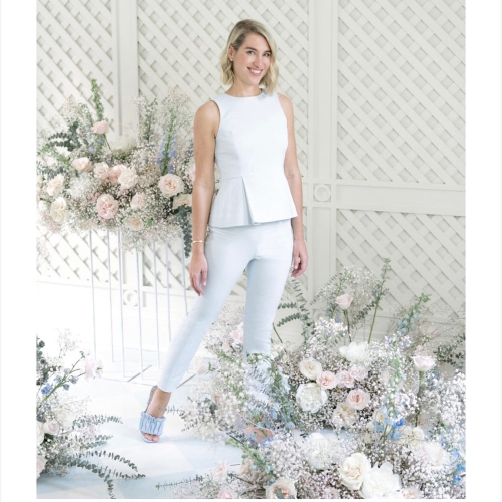 Antonio Melanie Born the Fifth light blue checkered pants